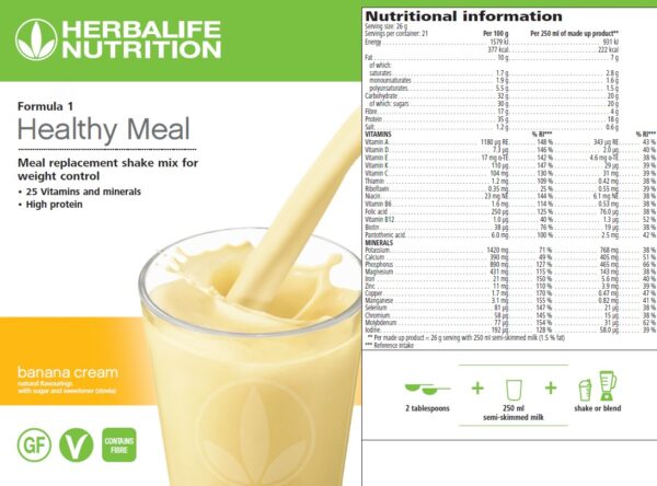 Formula 1 Healthy Meal Meal replacement shake mix for weight control • 25 Vitamins and minerals • High protein