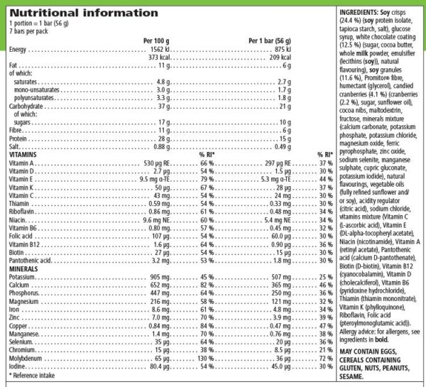 Herbalife Formula 1 Express Healthy Meal Bars Canneberge et chocolat blanc (7 barres, 56 g chacune)