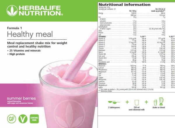 Herbalife Fórmula 1 Frutos do Bosque - Bagas de verão (550 g) Mistura para batidos nutricionais