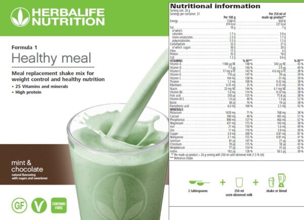 Herbalife Formula 1 Minze & Schokolade (550 g) Nährstoff-Shake-Mix 2