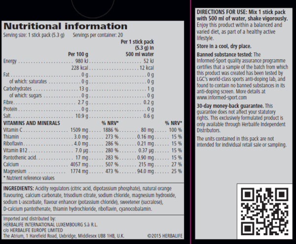 Herbalife H24 Hydrate Orange (20 nūjiņu iepakojumi)